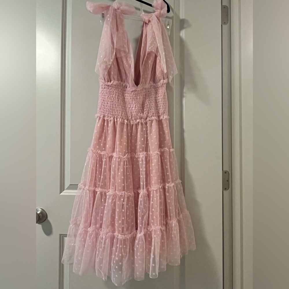 Gorgeous pink polkadot tulle dress